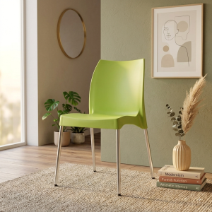 ASCO Cafe Chair-10 green plastic cafe chair with curved back