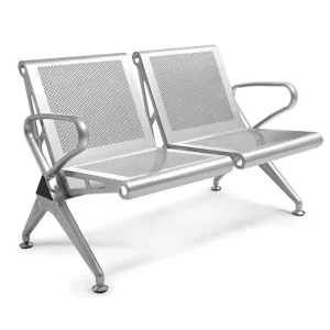 ASCO 2 seater waiting chair with perforated metal seat and backrest