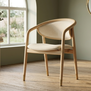 ASCO Cafe Chair-11 wooden cafe chair with curved frame and upholstered seat