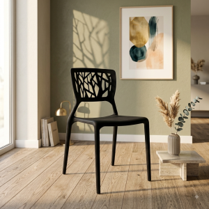 ASCO Cafe Chair-8 modern plastic cafe chair with geometric backrest
