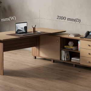 ASCO L-shaped executive office table with integrated storage