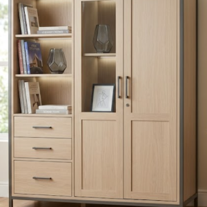 ASCO office storage cupboard with drawers and glass-front cabinets