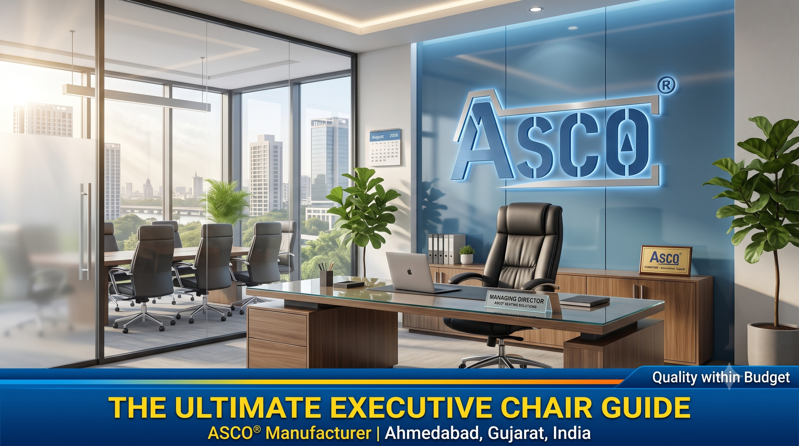 Executive Chair manufacturer in Ahmedabad ASCO high-back leatherette boss chair