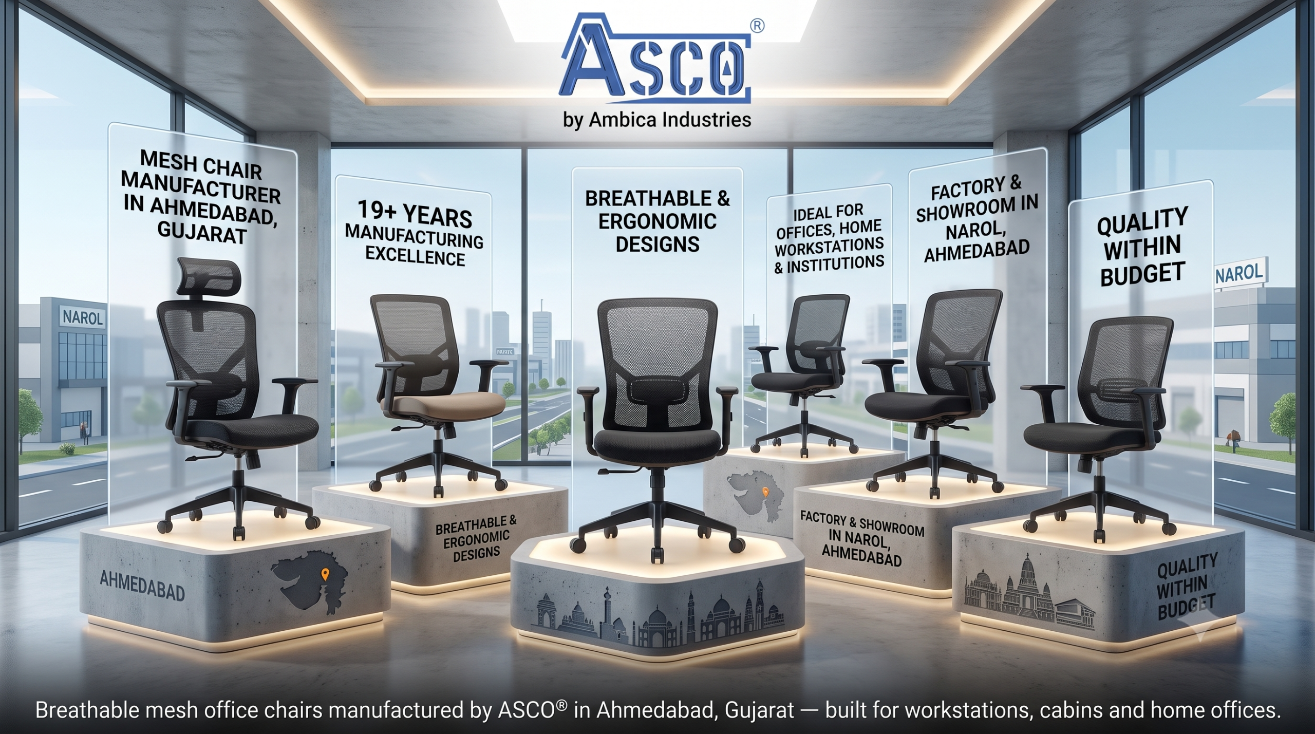 Mesh Chair manufacturer in Ahmedabad ASCO breathable ergonomic office chair