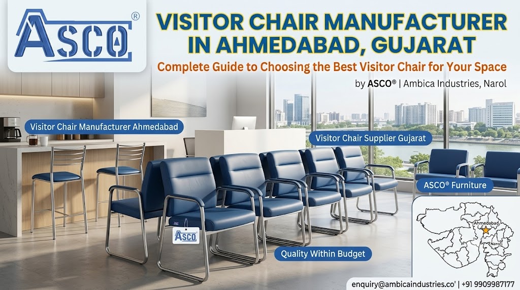 Visitor Chair manufacturer in Ahmedabad ASCO steel cushioned reception chair