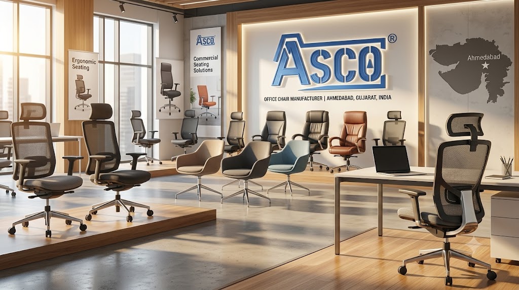 ASCO® office chair manufacturer in Ahmedabad featuring ergonomic, executive and mesh office chairs